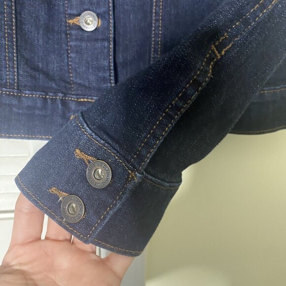 Liz Claiborne Jean Jacket Womens Size Large Blue Long Sleeve Button Up Dark Wash - Picture 9 of 14